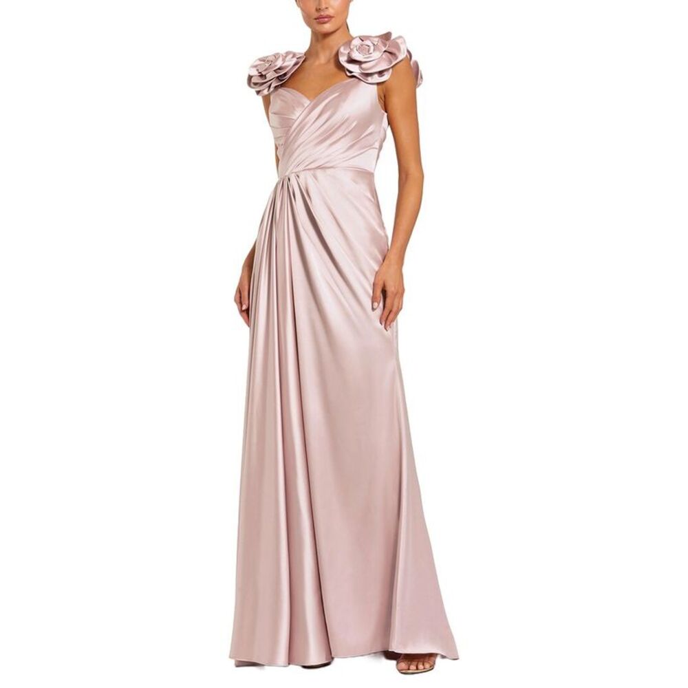 Mac Duggal Womens 3D Flower Long Dress